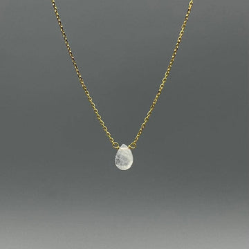 Dainty Moonstone Gemstone Drop Necklace - Gold Chain Necklace