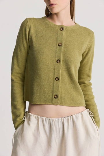 Light Green Lightweight Cropped Cardigan