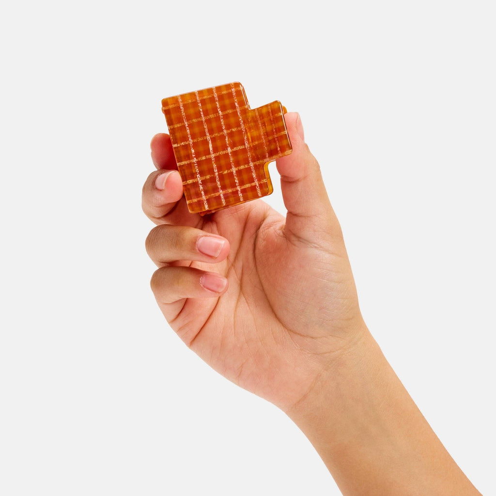 CHUNKS - Midi Box Claw in Caramel Plaid