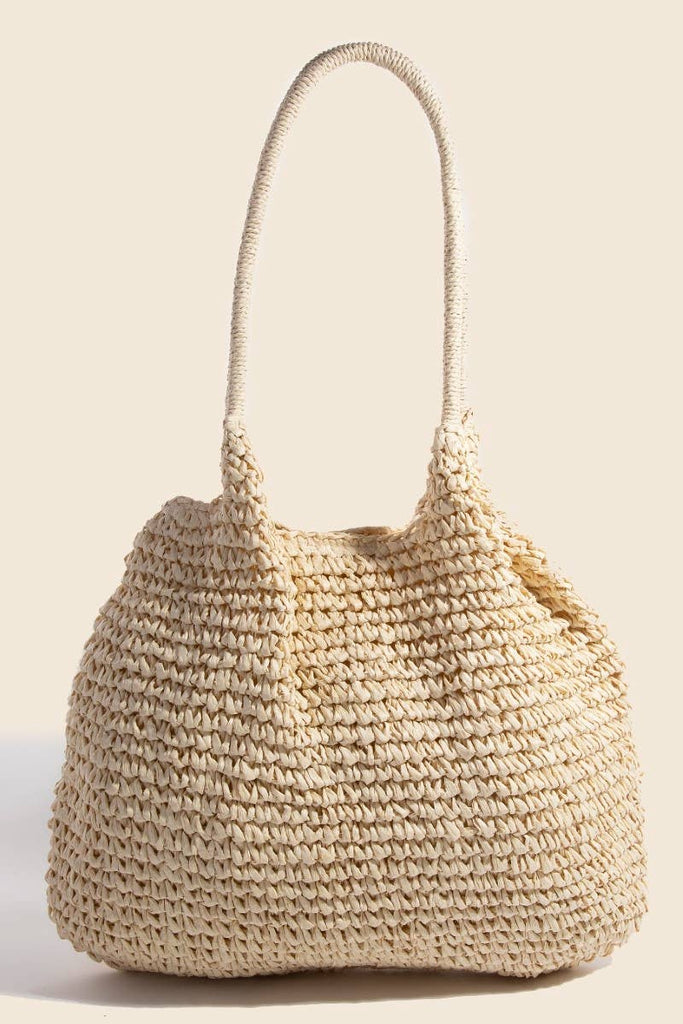 Braided Long Handle Ivory Tote Bag