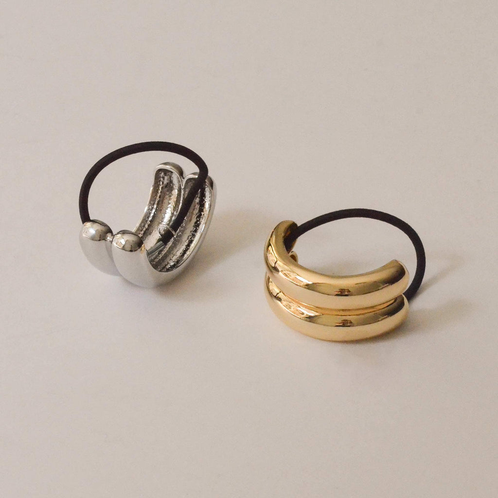 nar'sha - Wide Double Arch Metal Ponytail Hair Tie | Gold