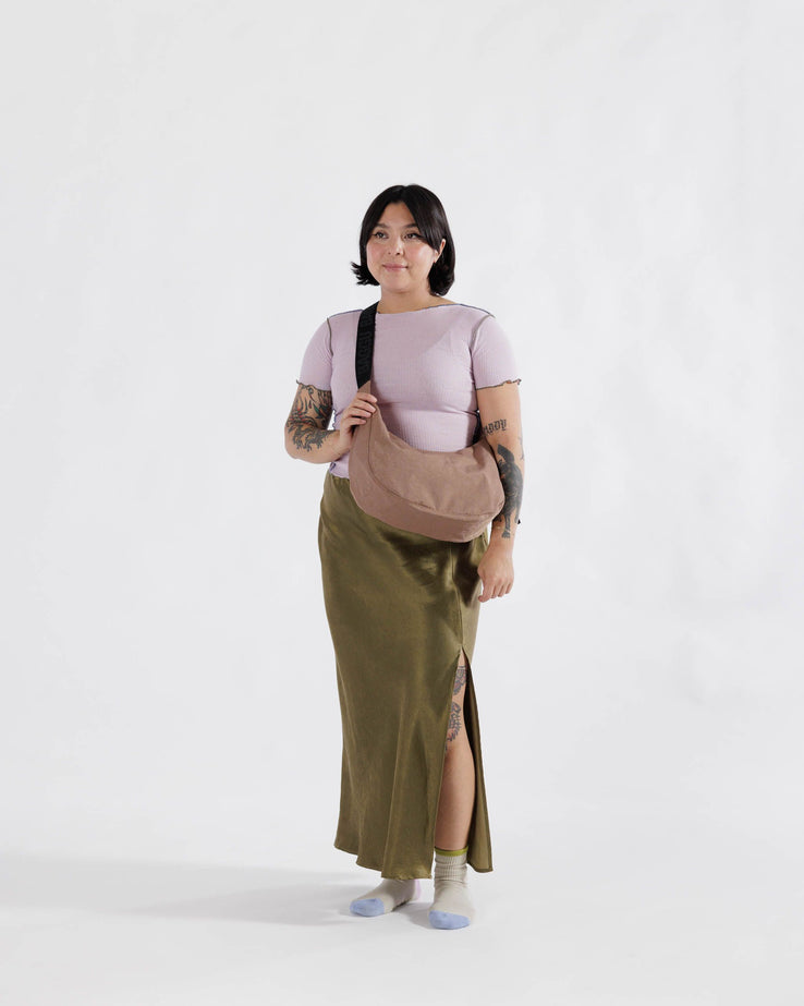 Medium Nylon Crescent Bag Cocoa