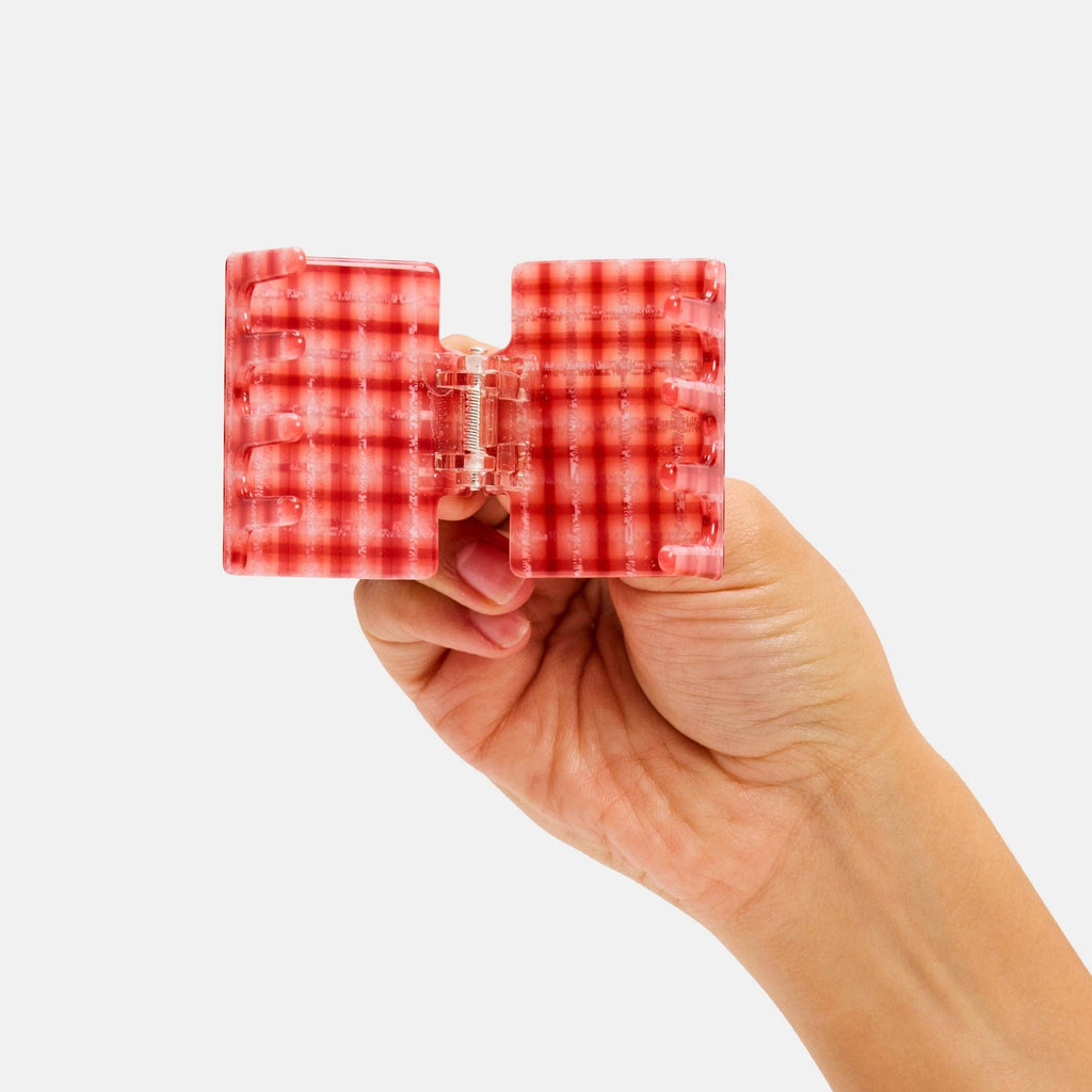 Midi Box Hair Claw in Red Plaid