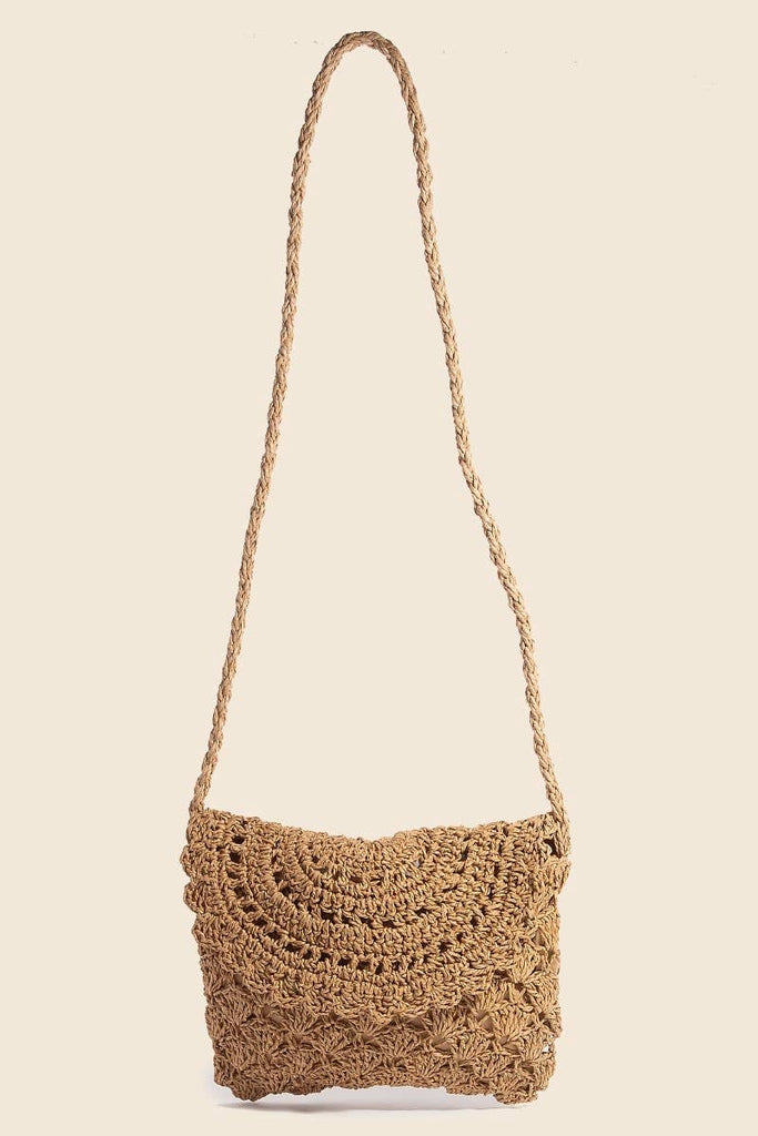 Intricate Straw Braided Envelope Hand Bag