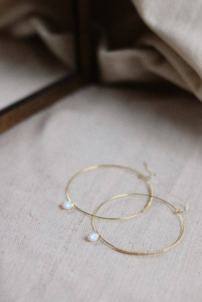 Goldie Jewelry - OPAL HOOPS - Gold Opal Hoops