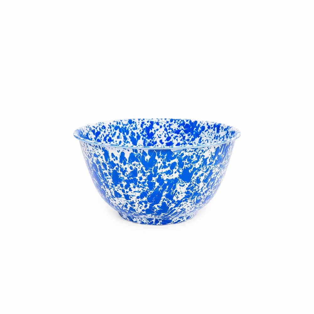 Blue Splatter Splatter Enamelware Large Salad Bowl