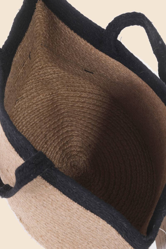 Handmade Cotton Jute Tote Bag: NATURAL