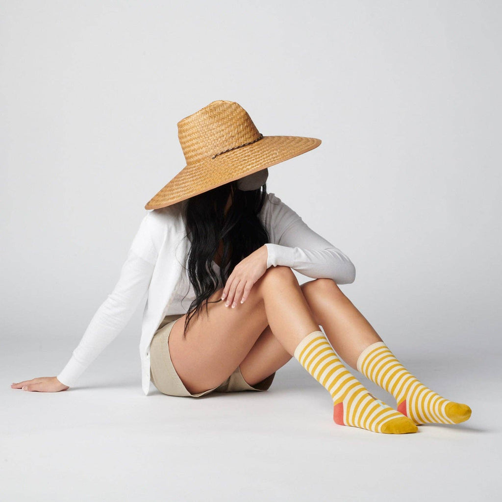 Eureka Striped Unisex Crew Socks in Yellow
