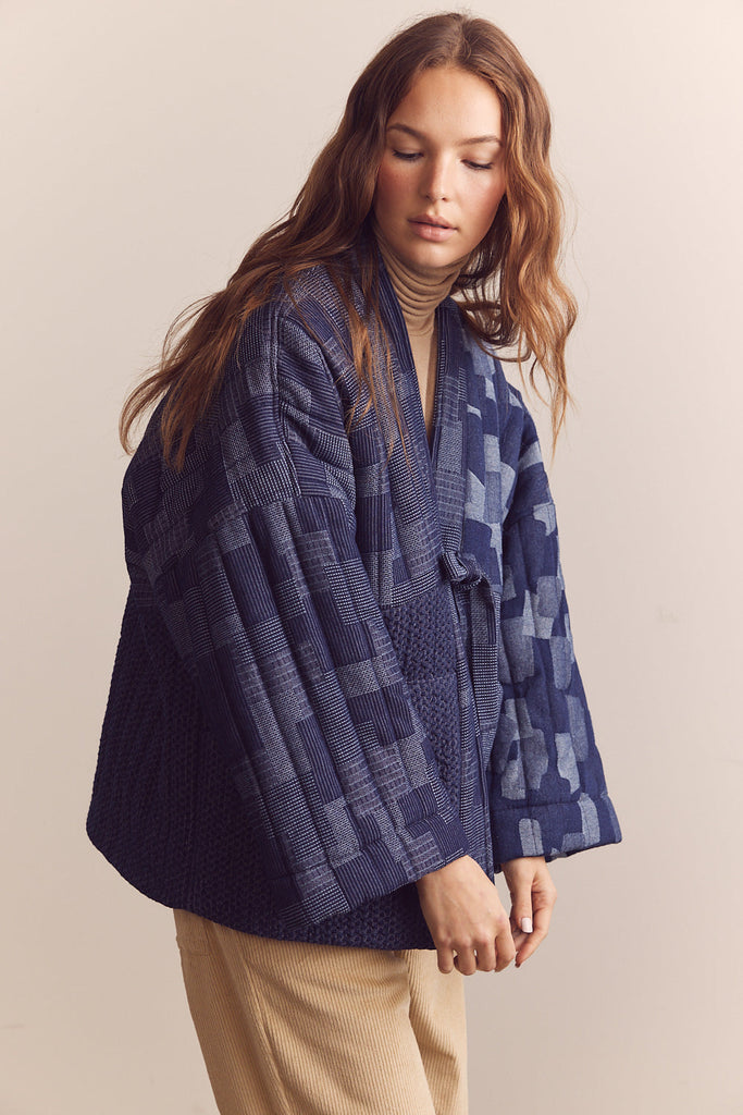 Amente Jacket - Patched Quilted Denim Jacket