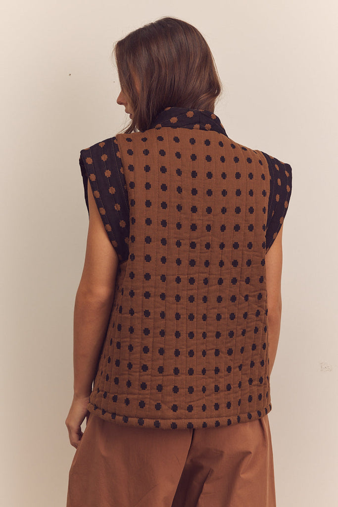 Quilted Tie Waist Vest - back detail