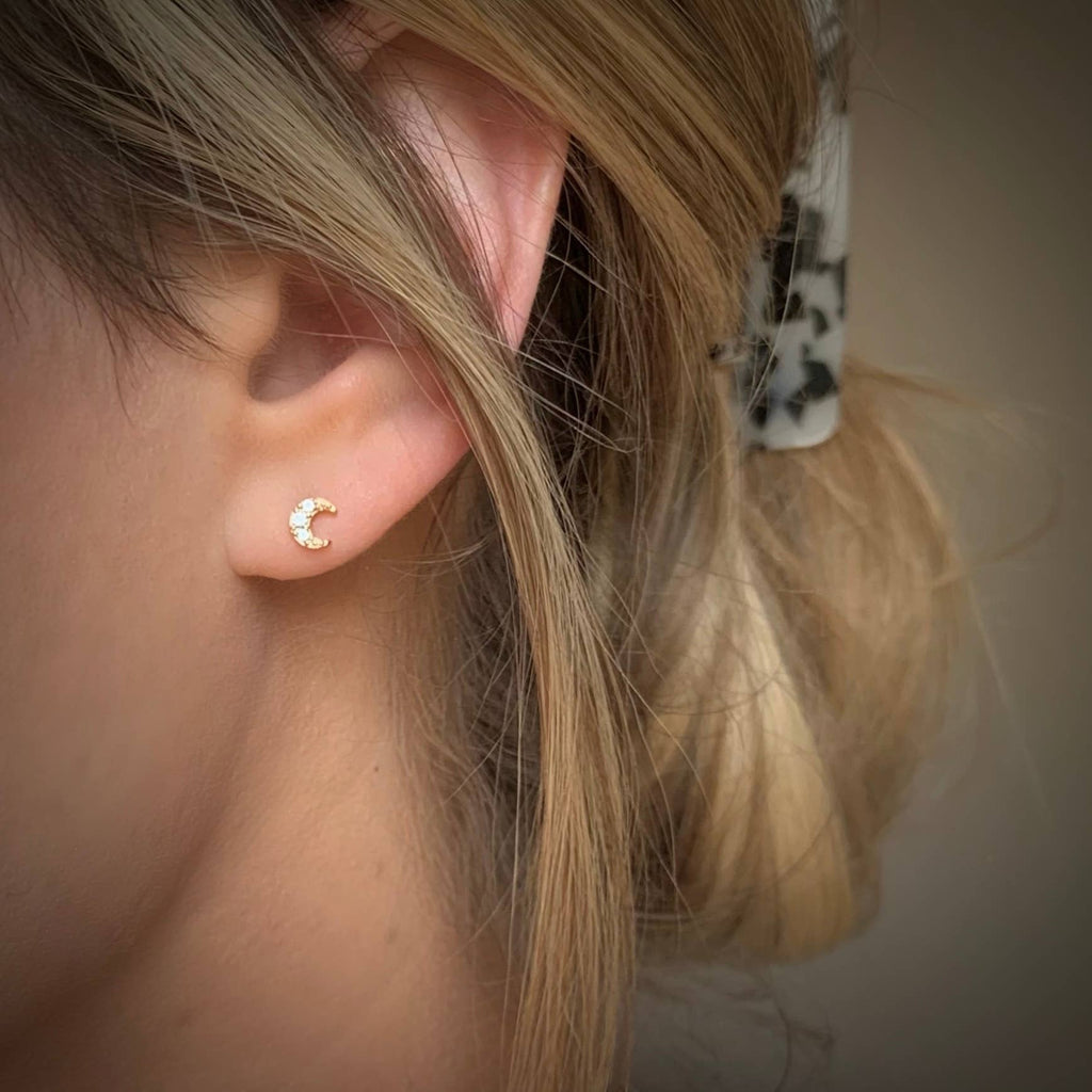 SALT - Gold Dainty Star & Moon Studs