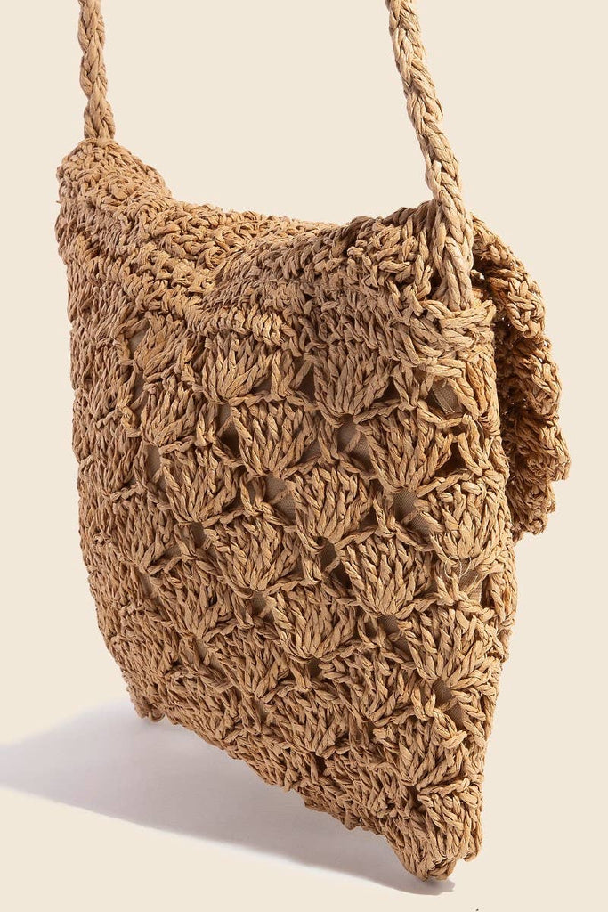 Intricate Straw Braided Envelope Hand Bag