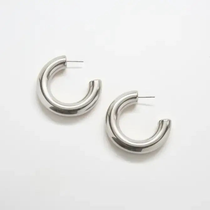 Admiral Row - Silver Medium Chunky Hoop Earrings