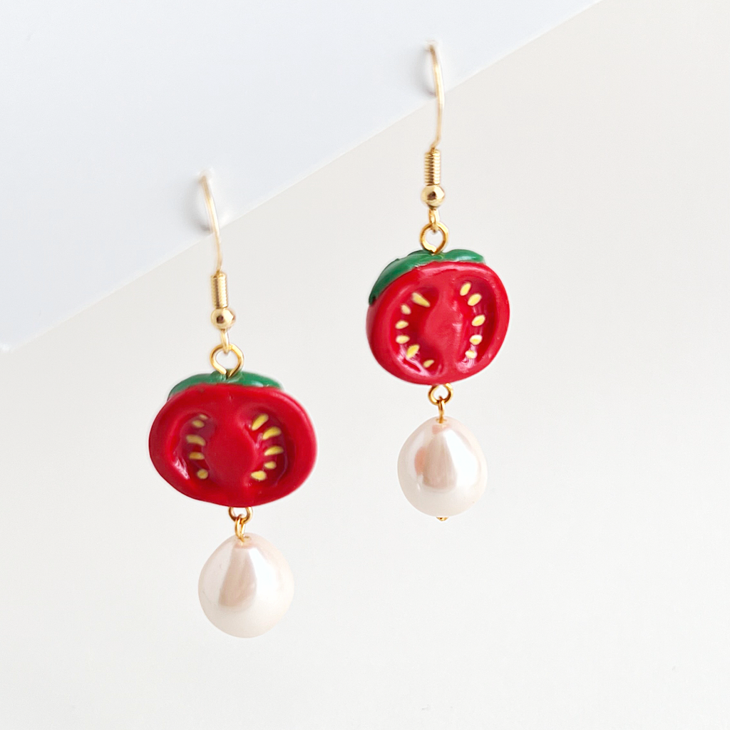 Yellow Dots Studio - Fancy Cherry Tomato Earrings | Polymer Clay Earrings