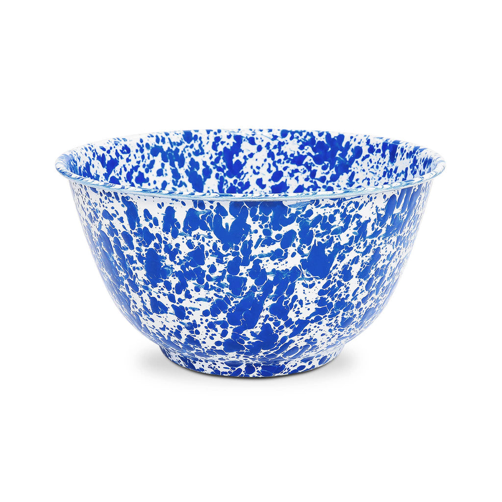 Blue Splatter Splatter Enamelware Large Salad Bowl