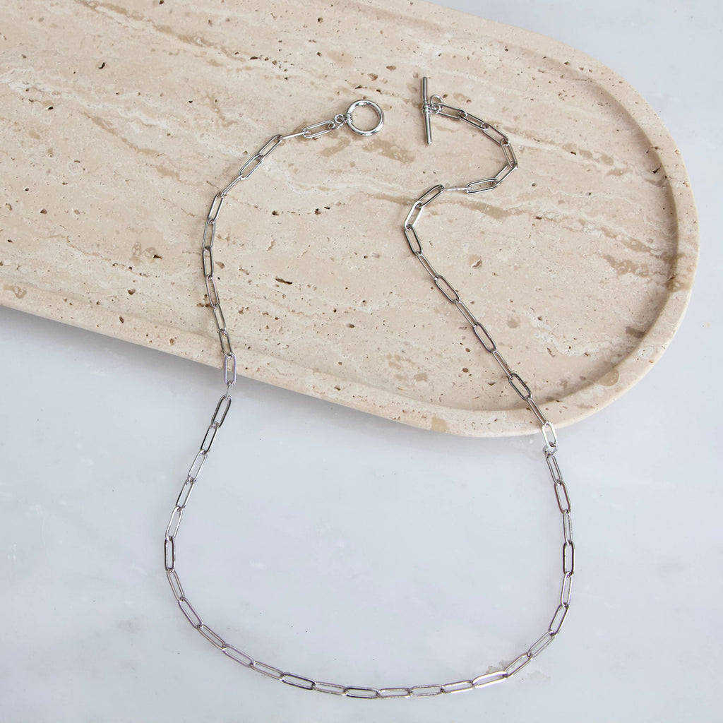 Silver Paperclip Toggle Necklace