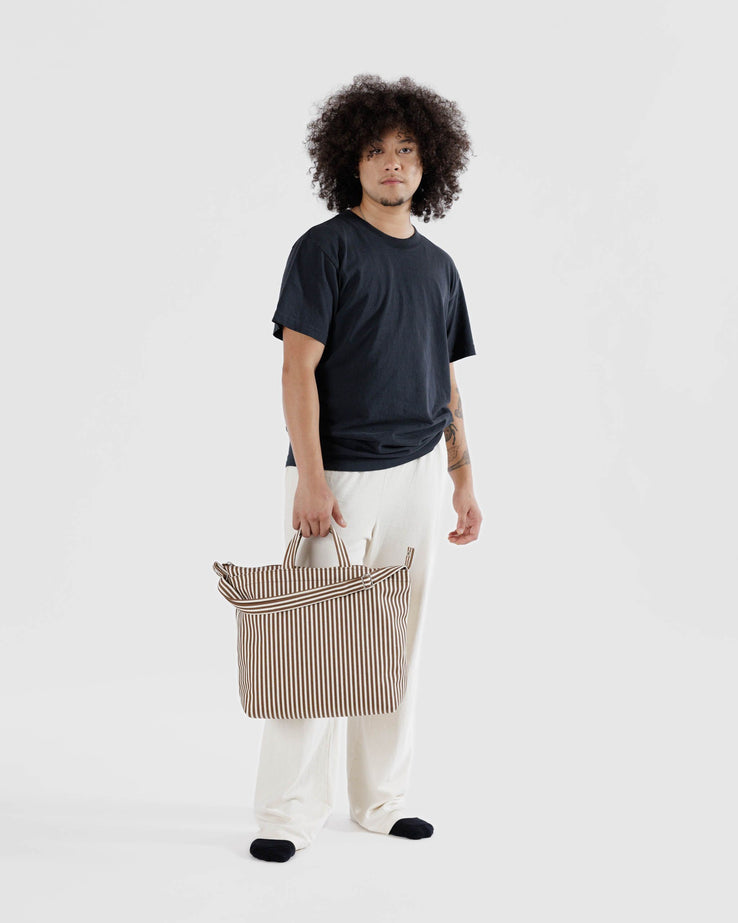 Baggu - Horizontal Zip Duck Bag Brown Stripe - Canvas Tote Bag - Conrado