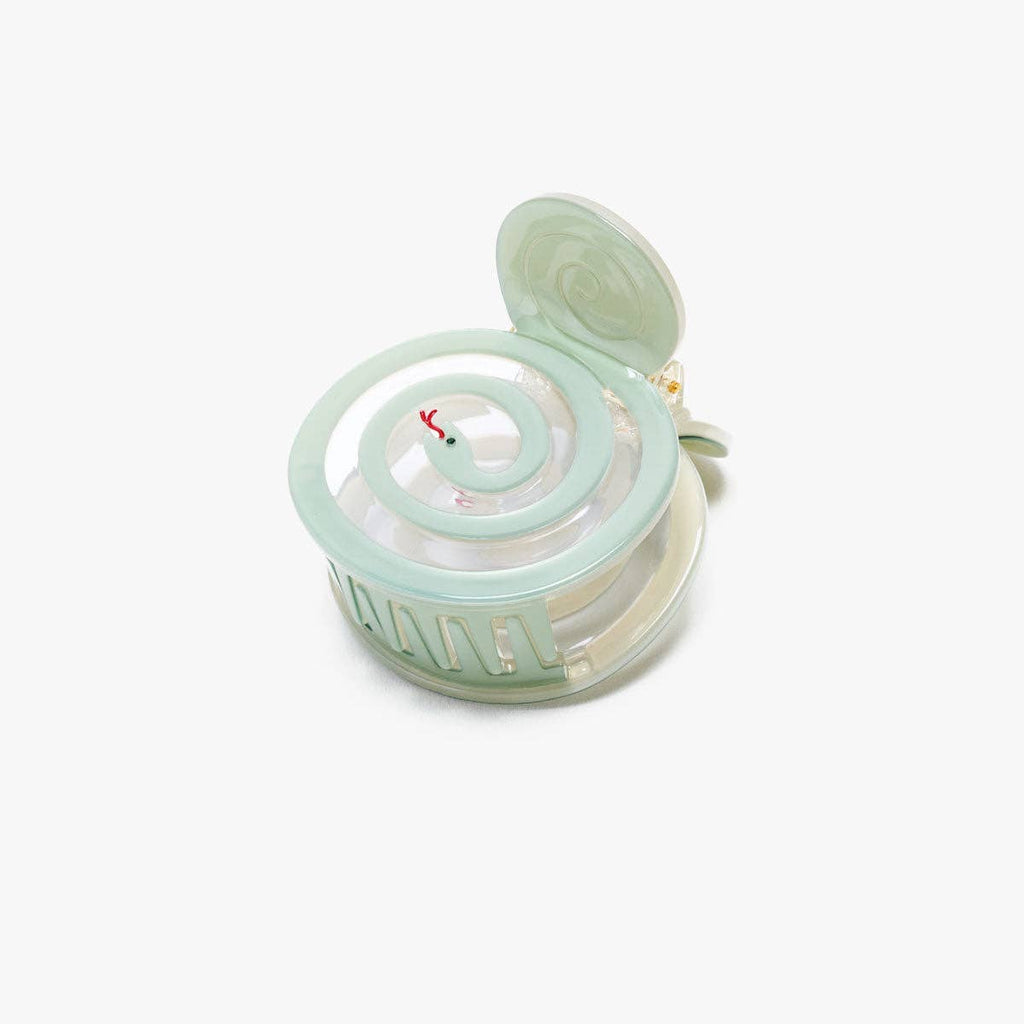 Winona Irene - Ladon Light Green Spiral Garden Snake Small Hair Claw