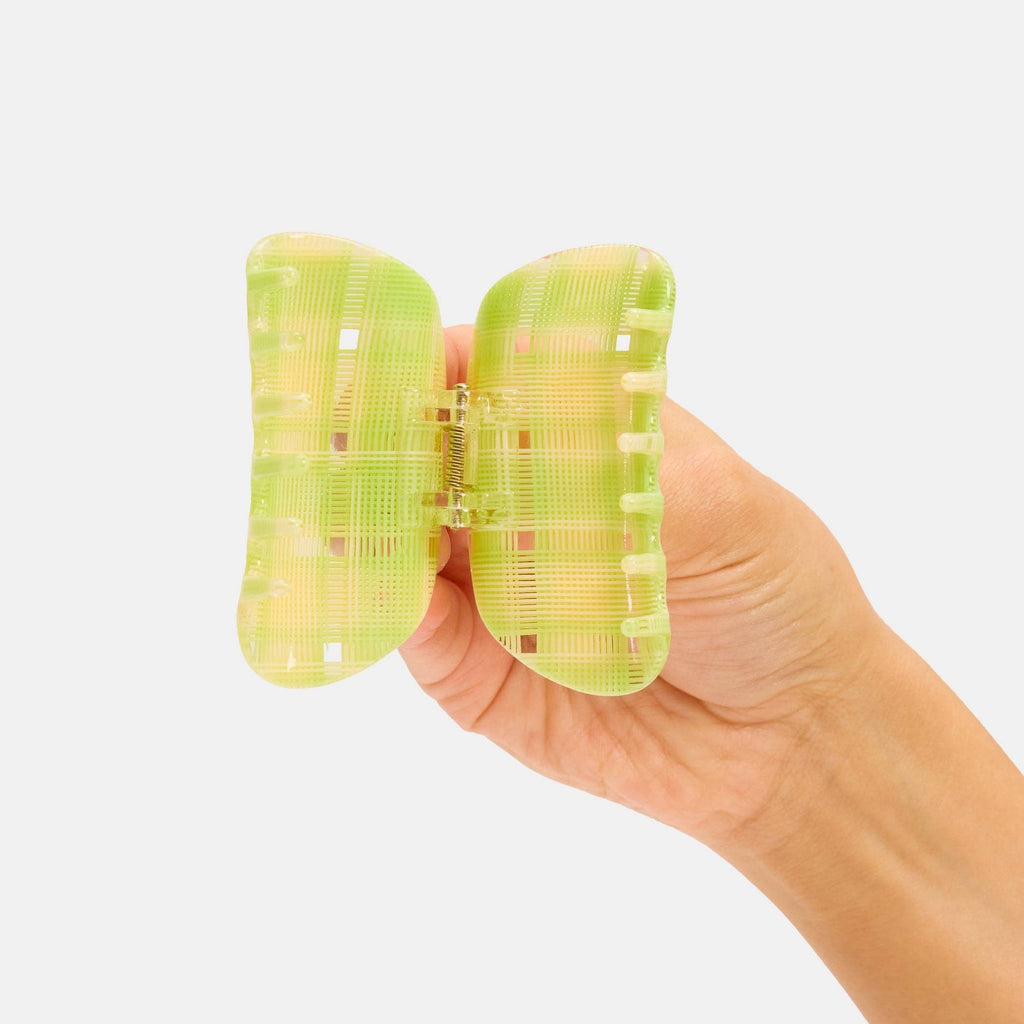 CHUNKS - Juno Claw in Lime + Cream Plaid