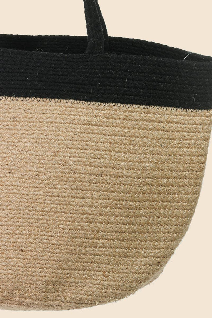 Handmade Cotton Jute Tote Bag: NATURAL