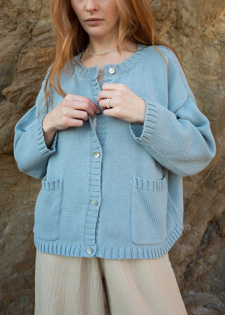 Honest Cotton - Louisa Fog Cardigan - Blue Cardigan 