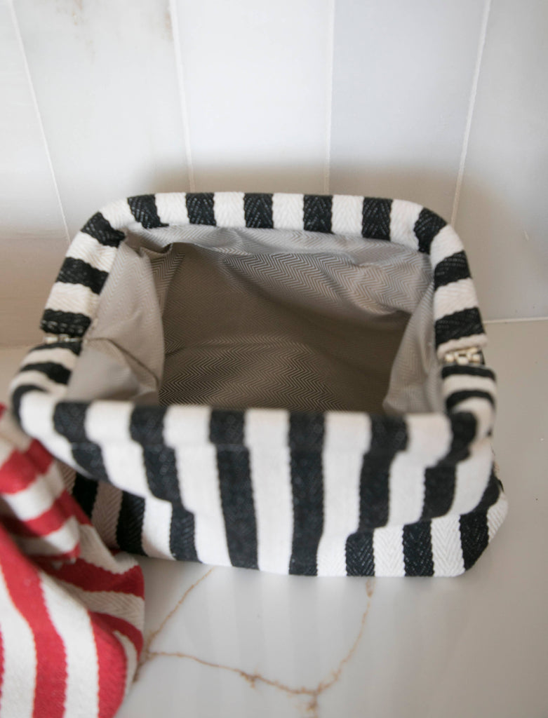 Striped Makeup Pouch Opening