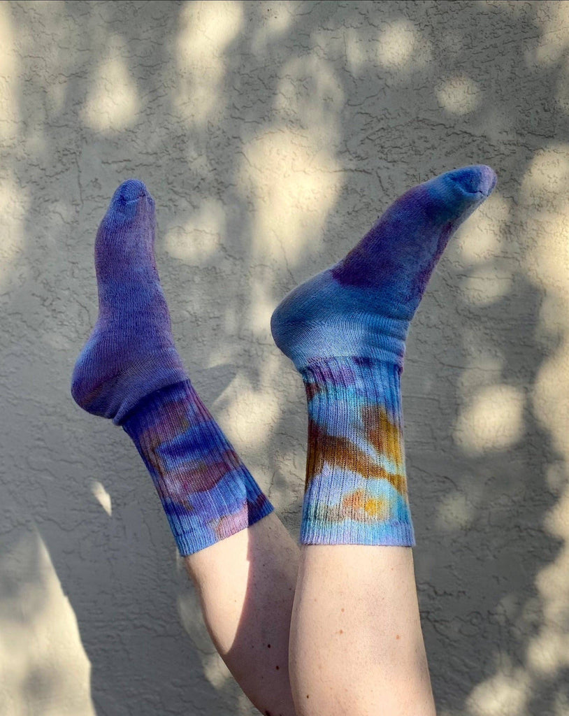 Mira Blackman - Hand Dyed Organic Cotton Crew Socks - Amethyst