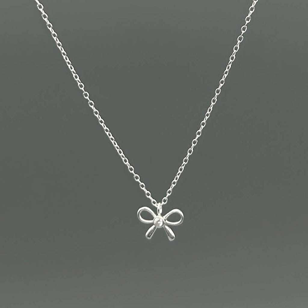 Silver CZ Bow Necklace