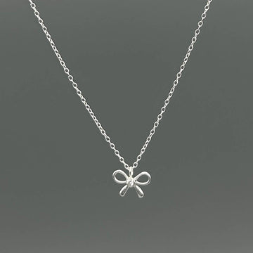 Silver CZ Bow Necklace