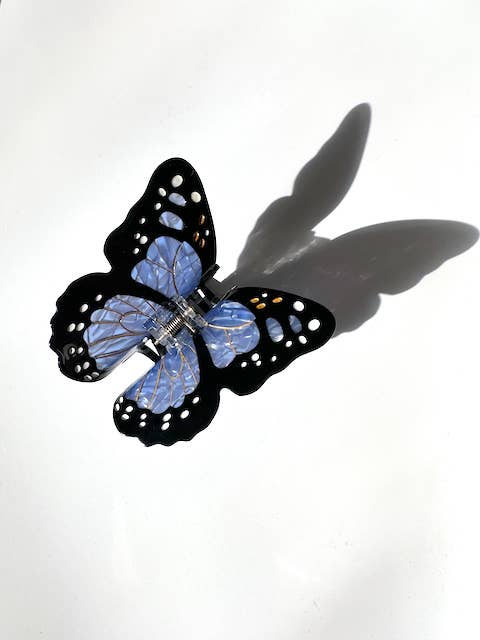 Solar Eclipse - Hand-painted Monarch Butterfly Claw Hair Clip | Blue