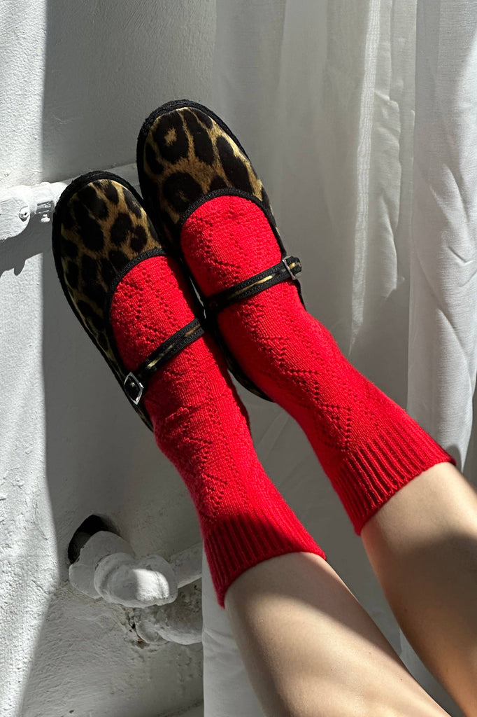 Le Bon Shoppe - Cashmere Pointelle Socks - Red Cashmere Socks