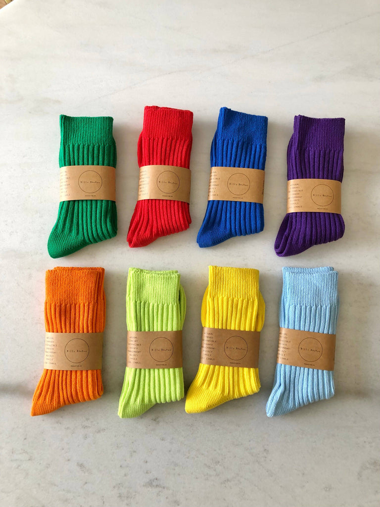 Billy Bamboo - RIBBED COTTON HIGH SOCKS - Crystal bright cotton socks