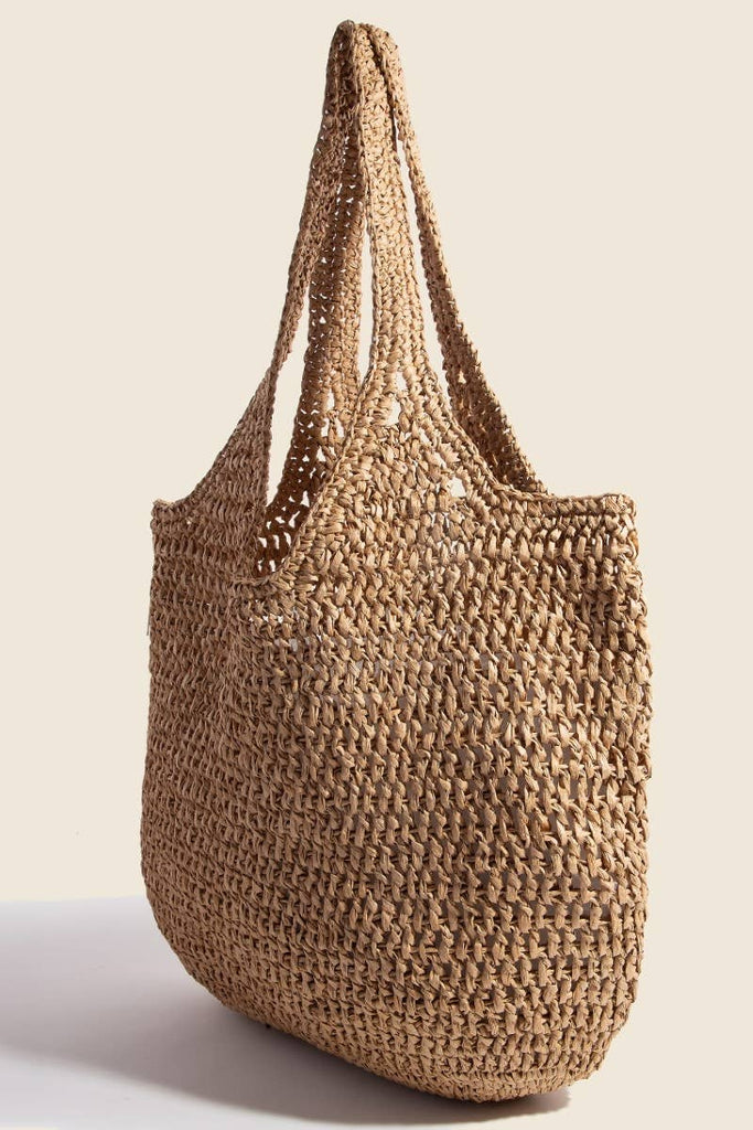 Large Braided Hobo Shoulder Bag Tan