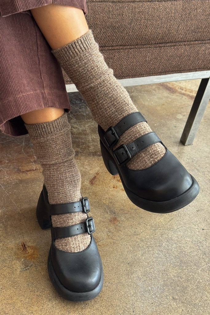 Le Bon Shoppe - Wool Waffled Socks - Brown Waffle Socks