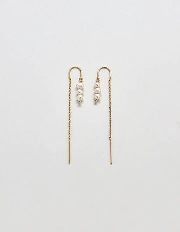 Admiral Row - Triple Pearl Drop Threader Earring