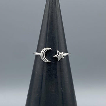 Open Moon + Star Ring .925 Sterling Silver&nbsp;