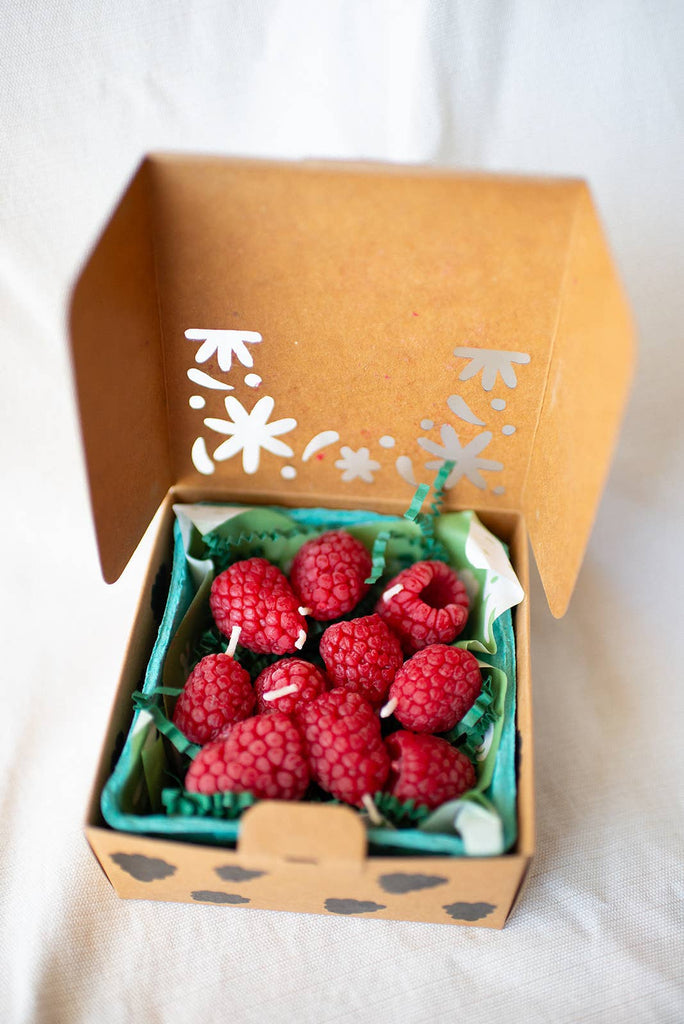 Happy Organics - Beeswax Raspberry Birthday Candles: 10