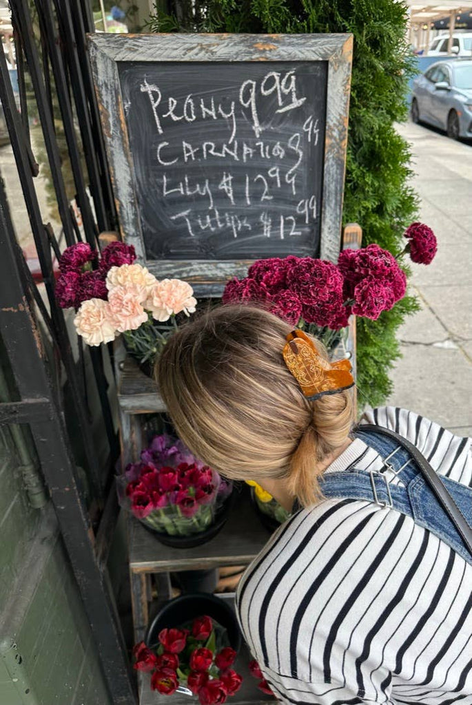 Solar Eclipse - Hand-painted Western Cowboy Boot Claw Hair Clip Brown Boot