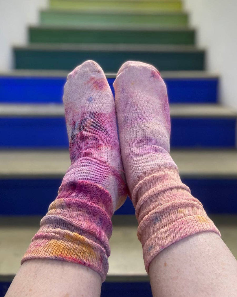 Mira Blackman - Hand Dyed Organic Cotton Crew Socks - Wild Flower