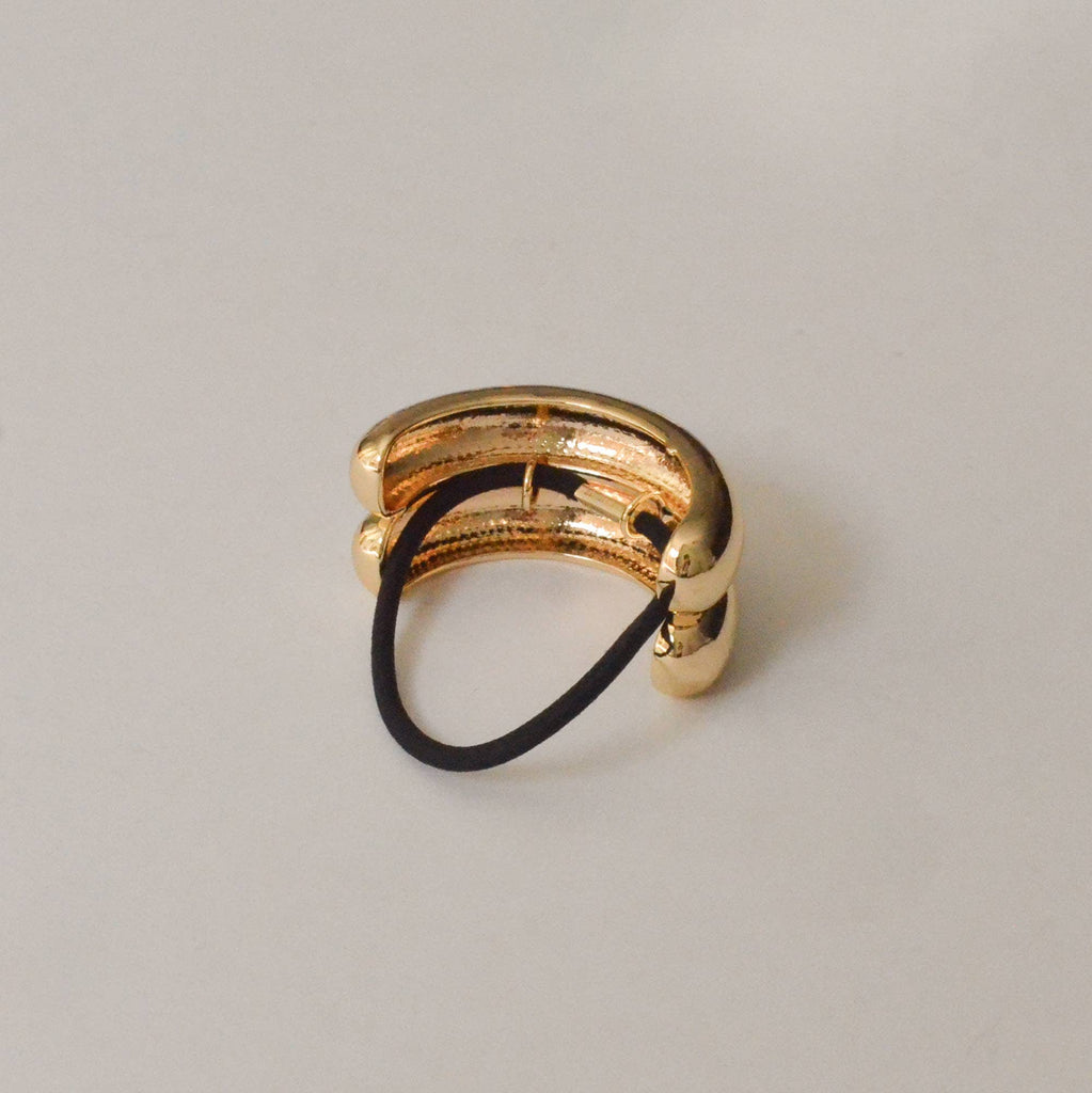 nar'sha - Wide Double Arch Metal Ponytail Hair Tie | Gold