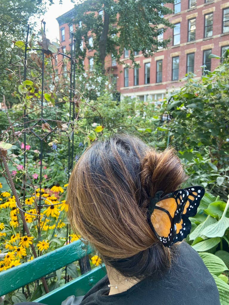 Solar Eclipse - Hand-painted Monarch Butterfly Claw Hair Clip | Orange Butterfly