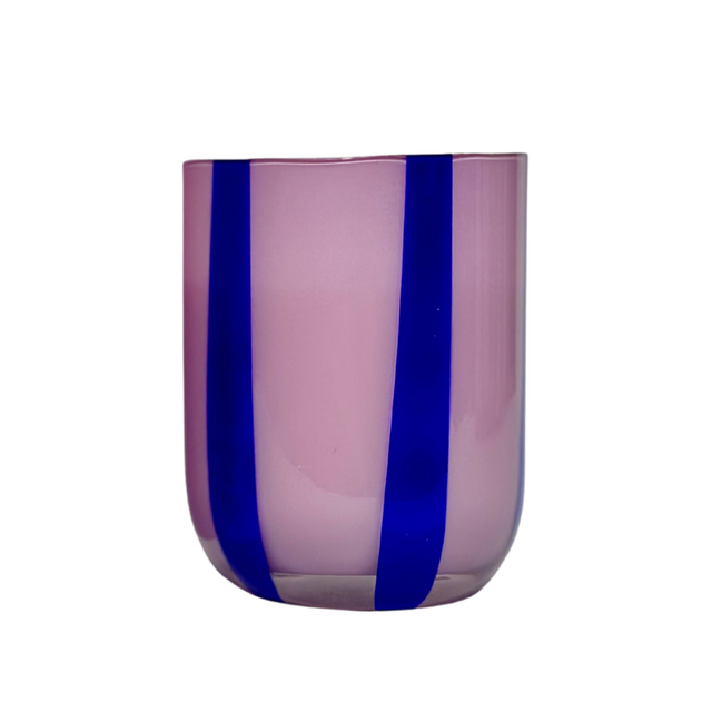 MÆGEN - Atina Glassware - Lilac & Navy Stripe Glass