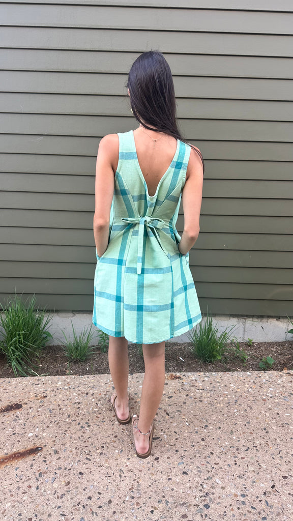 Gal Teal Plaid Mini Dress