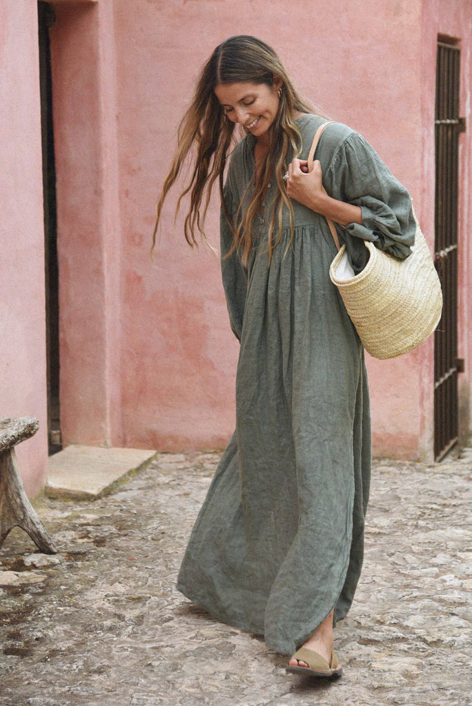 Beachwood - The Bonita Dress - Fern Green Linen Dress