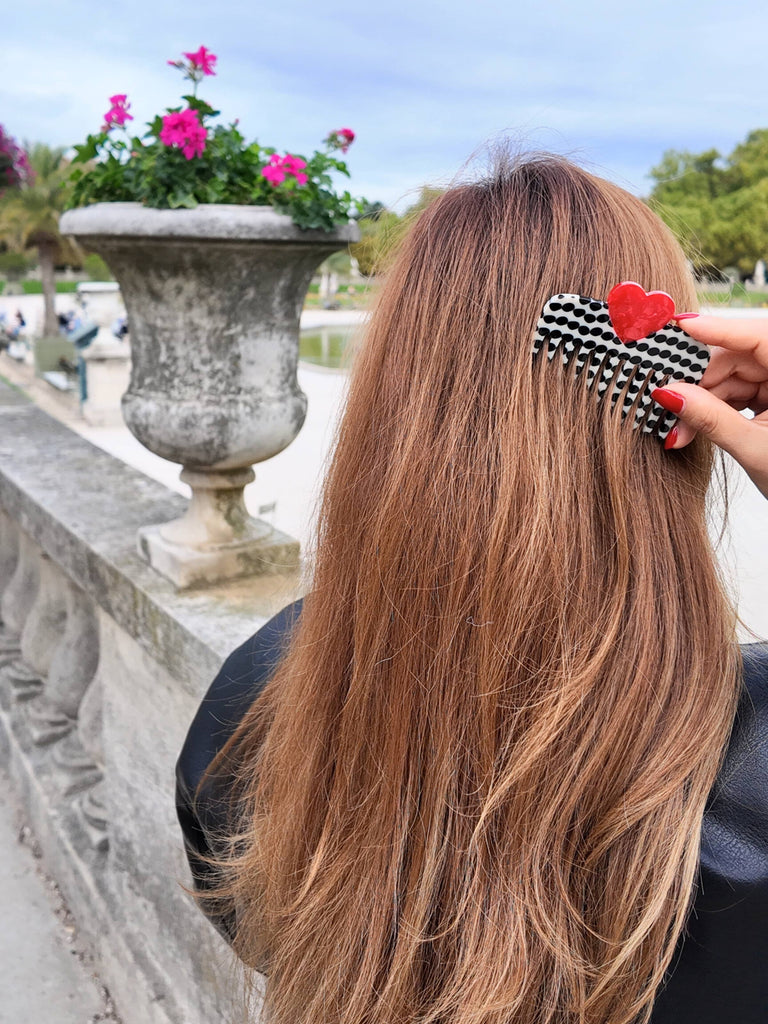 Polka Dot Heart Pocket Comb