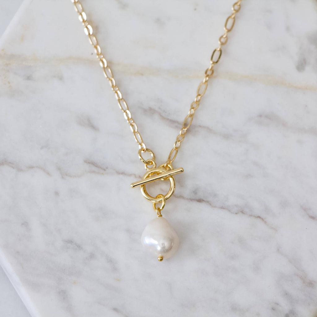 White Pearl Toggle Necklace