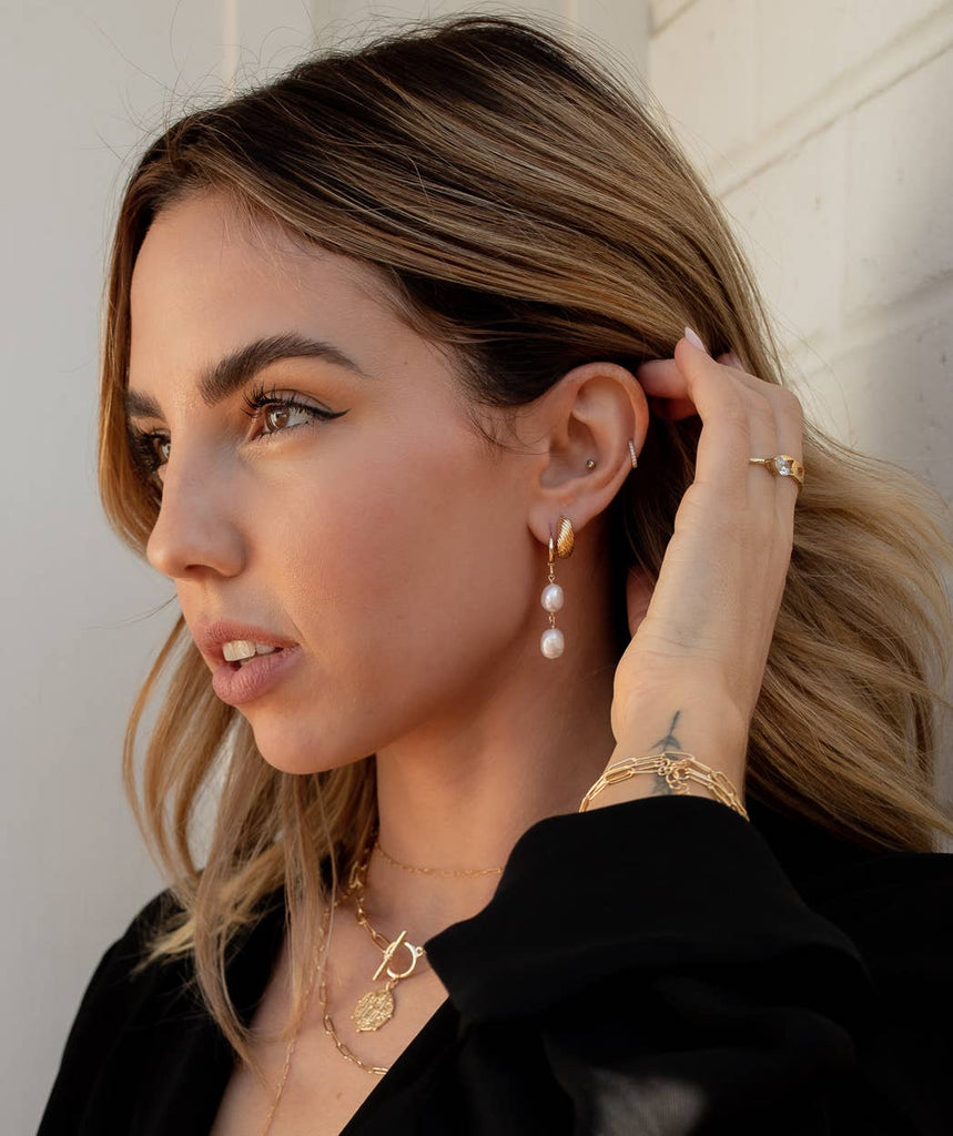 May Martin - Double Pearl Hoops