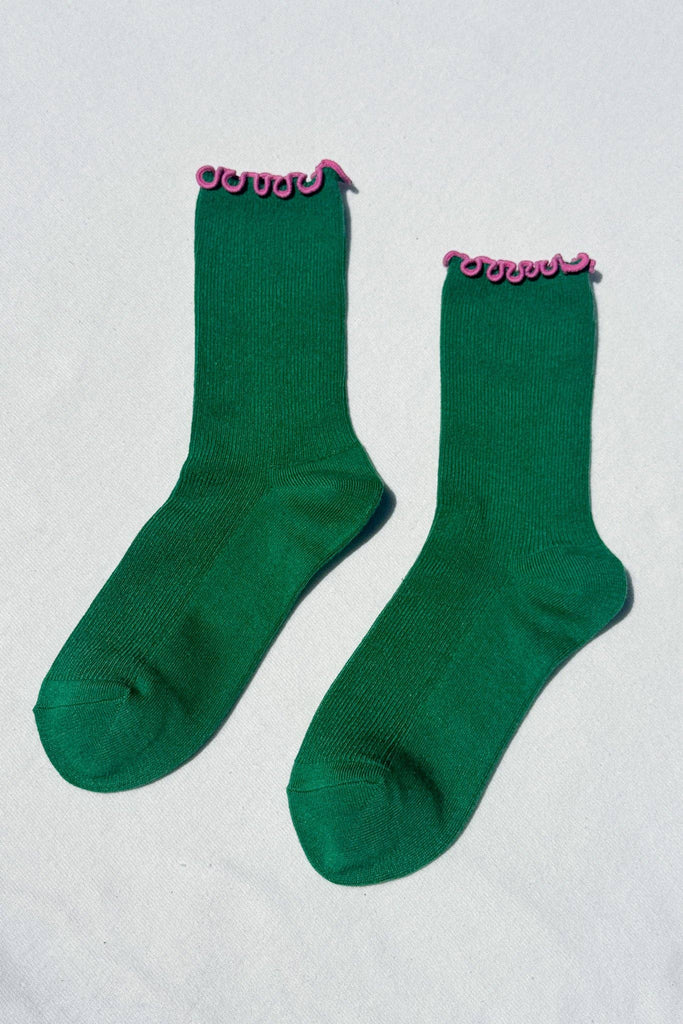 Le Bon Shoppe - Ruffled Modal Socks - Spinach Ruffled Modal Socks