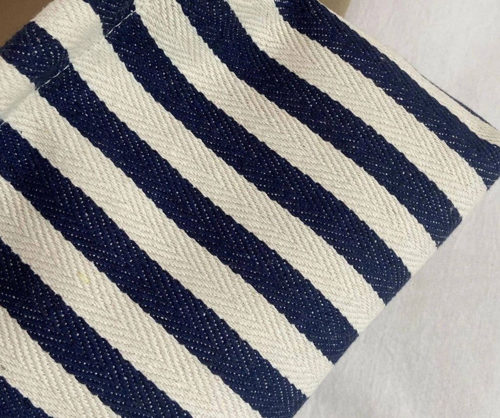 Striped Makeup Pouch - Navy and White Stripe Cotton