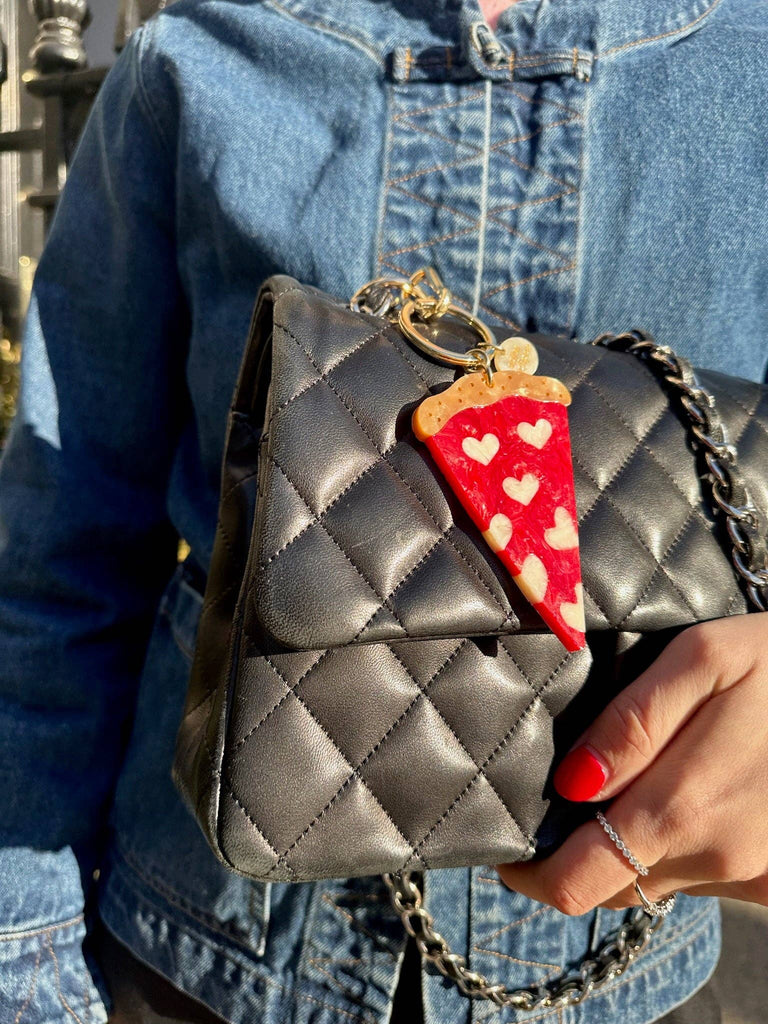 Solar Eclipse - Hand-Painted Pizza Slice Bag Charm + Keychain | Eco-Friendly